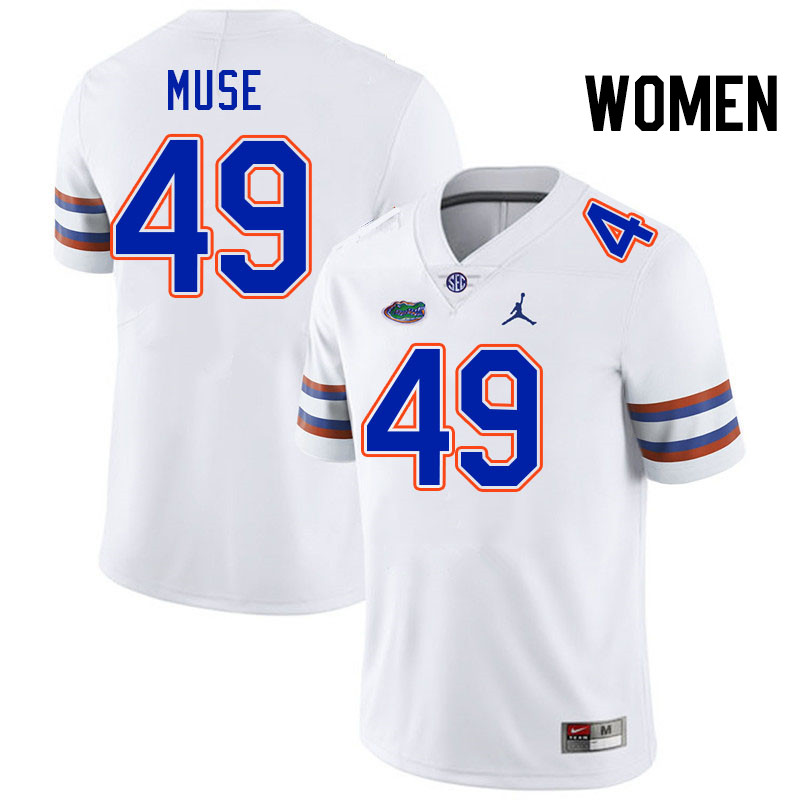 Women #49 Jack Muse Florida Gators College Football Jerseys Stitched-White